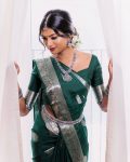 FASHIONABLE SOFT LICHI SILK JACQUARD WORK SAREE WITH UNSTITCHED BLOUSE WEDDING WEAR WHOLESALE PRICE ETHNIC GARMENT (2)