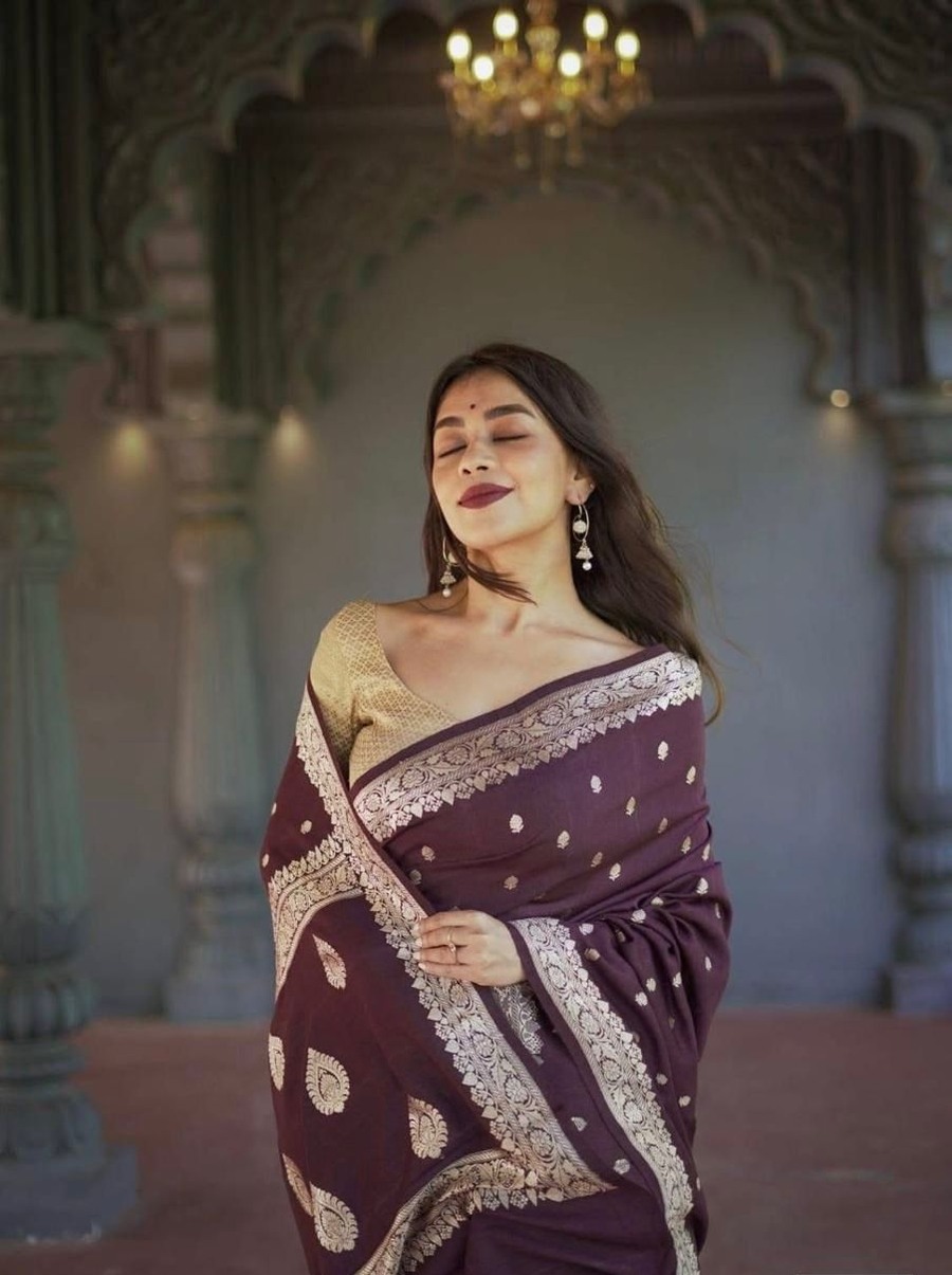FASHIONABLE SOFT LINEN SLAB JACQUARD WORK SAREE WITH UNSTITCHED BLOUSE PARTY WEAR WHOLESALE PRICE ETHNIC GARMENT (12)