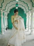 FASHIONABLE SOFT LINEN SLAB JACQUARD WORK SAREE WITH UNSTITCHED BLOUSE PARTY WEAR WHOLESALE PRICE ETHNIC GARMENT (19)