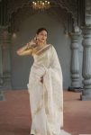 FASHIONABLE SOFT LINEN SLAB JACQUARD WORK SAREE WITH UNSTITCHED BLOUSE PARTY WEAR WHOLESALE PRICE ETHNIC GARMENT (19)