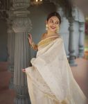 FASHIONABLE SOFT LINEN SLAB JACQUARD WORK SAREE WITH UNSTITCHED BLOUSE PARTY WEAR WHOLESALE PRICE ETHNIC GARMENT (19)