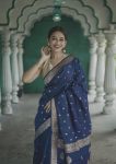 FASHIONABLE SOFT LINEN SLAB JACQUARD WORK SAREE WITH UNSTITCHED BLOUSE PARTY WEAR WHOLESALE PRICE ETHNIC GARMENT (23)