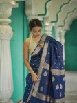 FASHIONABLE SOFT LINEN SLAB JACQUARD WORK SAREE WITH UNSTITCHED BLOUSE PARTY WEAR WHOLESALE PRICE ETHNIC GARMENT (23)