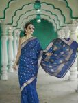 FASHIONABLE SOFT LINEN SLAB JACQUARD WORK SAREE WITH UNSTITCHED BLOUSE PARTY WEAR WHOLESALE PRICE ETHNIC GARMENT (23)