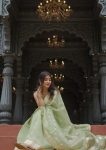 FASHIONABLE SOFT LINEN SLAB JACQUARD WORK SAREE WITH UNSTITCHED BLOUSE PARTY WEAR WHOLESALE PRICE ETHNIC GARMENT (28)