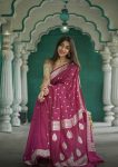 FASHIONABLE SOFT LINEN SLAB JACQUARD WORK SAREE WITH UNSTITCHED BLOUSE PARTY WEAR WHOLESALE PRICE ETHNIC GARMENT (5)