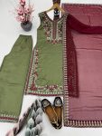 FASHIONABLE VICHITRA SILK EMBROIDERED SEQUENCE WORK TOP BOTTOM DUPATTA FESTIVE WEAR WHOLESALE PRICE ETHNIC GARMENT (2)
