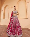 FASHIONABLE VICHITRA SILK EMBROIDERY AND SEQUENCE WORK LEHENGA CHOLI WITH DUPATTA RED