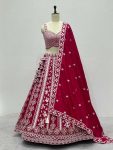 FASHIONABLE VICHITRA SILK EMBROIDERY AND SEQUENCE WORK LEHENGA CHOLI WITH DUPATTA BRIDAL WEAR WHOLESALE PRICE ETHNIC GARMENT (6)