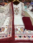 FESTIVAL WEAR MUSLIN PRINT WITH HANDWORK AND SEQUENCE WORK TOP BOTTOM WITH DUPATTA WHOLESALE PRICE ETHNIC GARMENT (17)