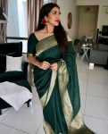 GEORGEOUS LICHI SILK JACQUARD WORK SAREE WITH UNSTITCHED BLOUSE PARTY WEAR WHOLESALE PRICE ETHNIC GARMENT (2)