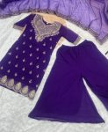 GESIGNER GEORGETTE EMBROIDERY SEQUENCE WORK TOP PALAZZO WITH DUPATTA FESTIVE WEAR WHOLESALE PRICE ETHNIC GARMENT (8)