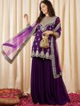GESIGNER GEORGETTE EMBROIDERY SEQUENCE WORK TOP PALAZZO WITH DUPATTA FESTIVE WEAR WHOLESALE PRICE ETHNIC GARMENT (8)