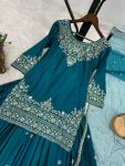 GORGEOUS CHINON SILK EMBROIDERY AND SEQUENCE WORK TOP LEHENGA WITH DUPATTA PARTY WEAR WHOLESALE PRICE ETHNIC GARMENT (4)
