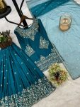 GORGEOUS CHINON SILK EMBROIDERY AND SEQUENCE WORK TOP LEHENGA WITH DUPATTA PARTY WEAR WHOLESALE PRICE ETHNIC GARMENT (4)