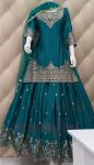 GORGEOUS CHINON SILK EMBROIDERY AND SEQUENCE WORK TOP LEHENGA WITH DUPATTA PARTY WEAR WHOLESALE PRICE ETHNIC GARMENT (4)
