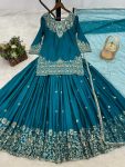 GORGEOUS CHINON SILK EMBROIDERY AND SEQUENCE WORK TOP LEHENGA WITH DUPATTA PARTY WEAR WHOLESALE PRICE ETHNIC GARMENT (4)