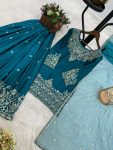 GORGEOUS CHINON SILK EMBROIDERY AND SEQUENCE WORK TOP LEHENGA WITH DUPATTA PARTY WEAR WHOLESALE PRICE ETHNIC GARMENT (4)