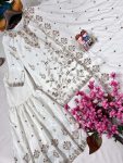 GORGEOUS CHINON SILK ZARI SEQUENCE EMBROIDERY WORK TOP SHARARA WITH DUPATTA FESTIVE WEAR WHOLESALE PRICE ETHNIC GARMENT (1)