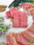 GORGEOUS JACQUARD COTTON HANDWORK KURTI PENT WITH DUPATTA FESTIVE WEAR WHOLESALE PRICE ETHNIC GARMENT(36)