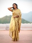 LATEST BANARASI SILK GOLDEN ZARI WEAVING WORK SAREE WITH UNSTITCHED BLOUSE WEDDING WEAR WHOLESALE PRICE ETHNIC GARMENT (13)