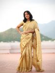 LATEST BANARASI SILK GOLDEN ZARI WEAVING WORK SAREE WITH UNSTITCHED BLOUSE GOLD