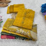 LATEST CHANDERI HAND WORK AND THREAD WORK TOP BOTTOM WITH DUPATTA OFFICE WEAR WHOLESALE PRICE ETHNIC GARMENT (1)