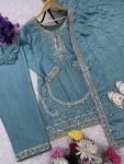 LATEST CHINON SILK EMBROIDERY SEQUENCE WORK TOP BOTTOM WITH DUPATTA PARTY WEAR WHOLESALE PRICE ETHNIC GARMENT (2)
