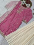 LATEST CHINON SILK EMBROIDERY SEQUENCE WORK WITH CODING WORK TOP PALAZZO WITH DUPATTA RECEPTION WEAR WHOLESALE PRICE ETHNIC GARMENT (2)