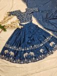 LATEST CHINON SILK EMBROIDERY WORK KID’S LEHANGA CHOLI WITH DUPATTA WEDDING WEAR WHOLESALE PRICE ETHNIC GARMENT (7)