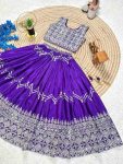 LATEST CHINON SILK SEQUENCE EMBROIDERY WORK KID’S LEHENGA CHOLI WITH DUPATTA WEDDING WEAR WHOLESALE PRICE ETHNIC GARMENT( (12)