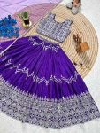 LATEST CHINON SILK SEQUENCE EMBROIDERY WORK KID’S LEHENGA CHOLI WITH DUPATTA WEDDING WEAR WHOLESALE PRICE ETHNIC GARMENT( (12)