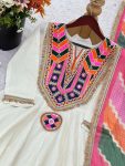 LATEST COTTON EMBROIDERY SEQUENCE WORK WITH REAL MIRROR WORK TOP BOTTOM WITH DUAPTTA FESTIVAL WEAR WHOLESALE PRICE ETHNIC GARMENT (2)
