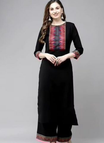LATEST COTTON PLAIN WORK TOP BOTTOM SET BLACK