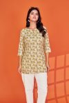 LATEST COTTON PRINTED WORK TOP MUSTARD