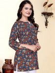 LATEST COTTON PRINTED WORK TOP BROWN