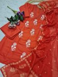 LATEST COTTON SEQUENCE EMBROIDERY WORK TOP BOTTOM WITH DUPATTA CASUAL WEAR WHOLESALE PRICE ETHNIC GARMENT (2)