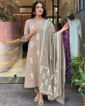 LATEST COTTON SEQUENCE EMBROIDERY WORK TOP BOTTOM WITH DUPATTA GREY