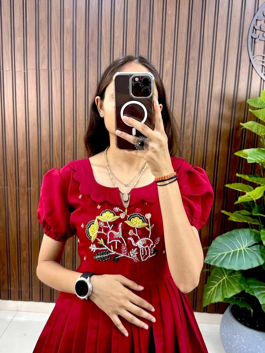 LATEST COTTON SILK HANDWORK ONE PIECE DRESS FORMAL WEAR WHOLESALE PRICE ETHNIC GARMENT (9)