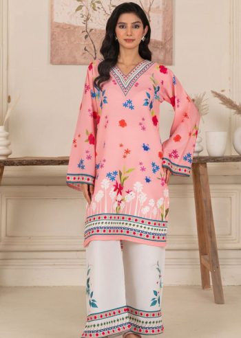 LATEST CREPE DIGITAL PRINT WORK CO-ORD SET  BABY PINK