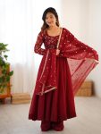 LATEST CRUNCHY SILK LACE BORDER WORK GOWN BOTTOM WITH DUPATTA PARTY WEAR WHOLESALE PRICE ETHNIC GARMENT (3)