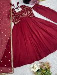 LATEST CRUNCHY SILK LACE BORDER WORK GOWN BOTTOM WITH DUPATTA PARTY WEAR WHOLESALE PRICE ETHNIC GARMENT (3)