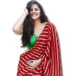 LATEST DOLA SILK FOILS PRINT SAREE WITH UNSTITCHED BLOUSE RED