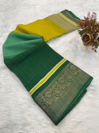 LATEST DOLA SILK JACQUARD PRINT WITH DESIGNER PALLU WORK SAREE WITH UNSTITCHED BLOUSE MULTI