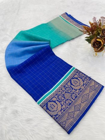 LATEST DOLA SILK JACQUARD PRINT WITH DESIGNER PALLU WORK SAREE WITH UNSTITCHED BLOUSE MULTI