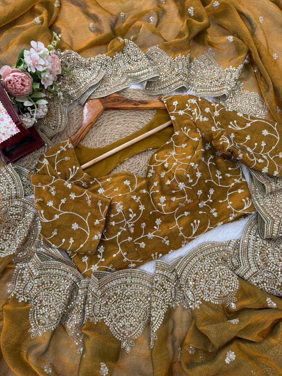 LATEST FENDY CHIFFON THREAD & SEQUENCE EMBROIDERY WORK SAREE WITH UNSTITCHED BLOUSE PARTY WEAR WHOLESALE PRICE ETHNIC GARMENT (7)