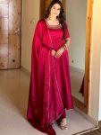 LATEST FENDY SILK MOTI HANDWORK GOWN BOTTOM WITH DUPATTA PINK
