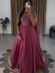 LATEST GEORGETTE EMBROIDERY SEQUENCE WORK GOWN BOTTOM WITH DUPATTA PINK