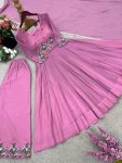 LATEST GEORGETTE EMBROIDERY WORK GOWN BOTTOM WITH DUPATTTA FESTIVAL WEAR WHOLESALE PRICE ETHNIC GARMENT (3)