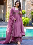 LATEST GEORGETTE EMBROIDERY WORK GOWN BOTTOM WITH DUPATTTA FESTIVAL WEAR WHOLESALE PRICE ETHNIC GARMENT (3)